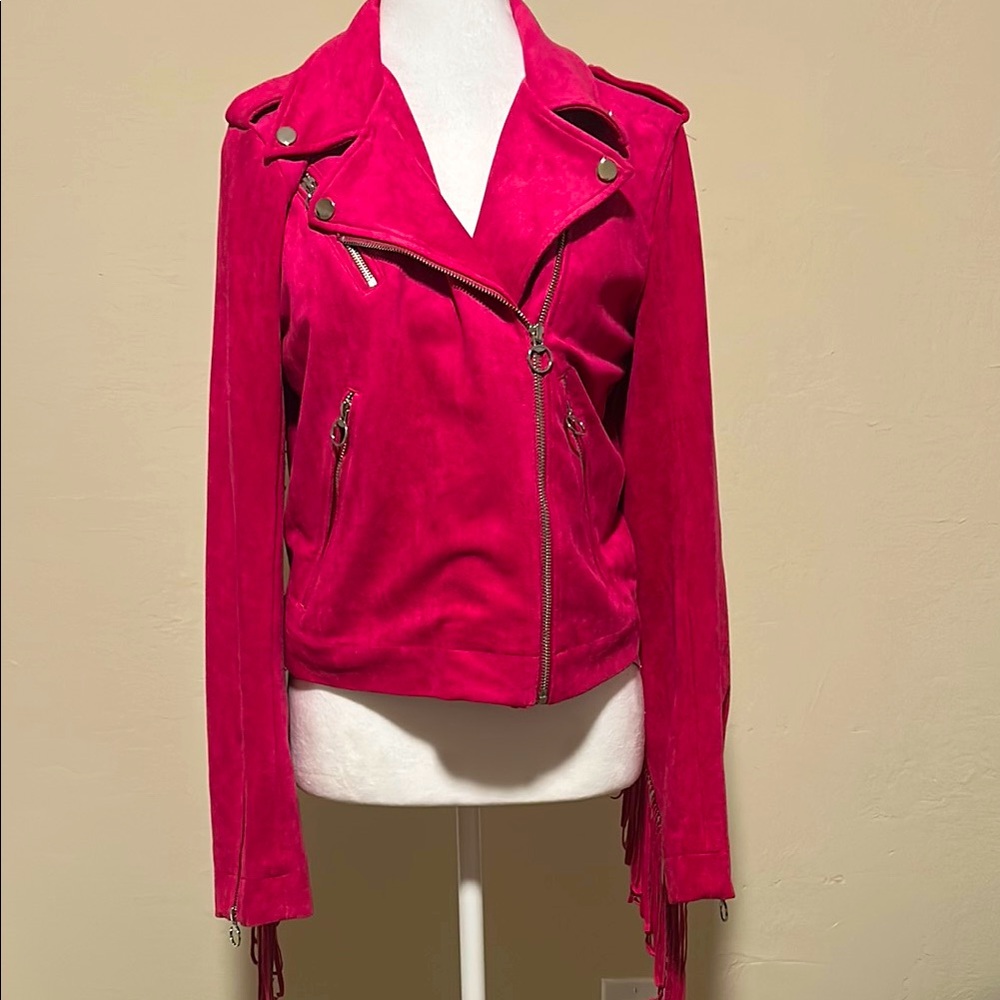 Orchid Suede Fringe Moto Jacket, Blackmilk Size 8 - Picture 6 of 8